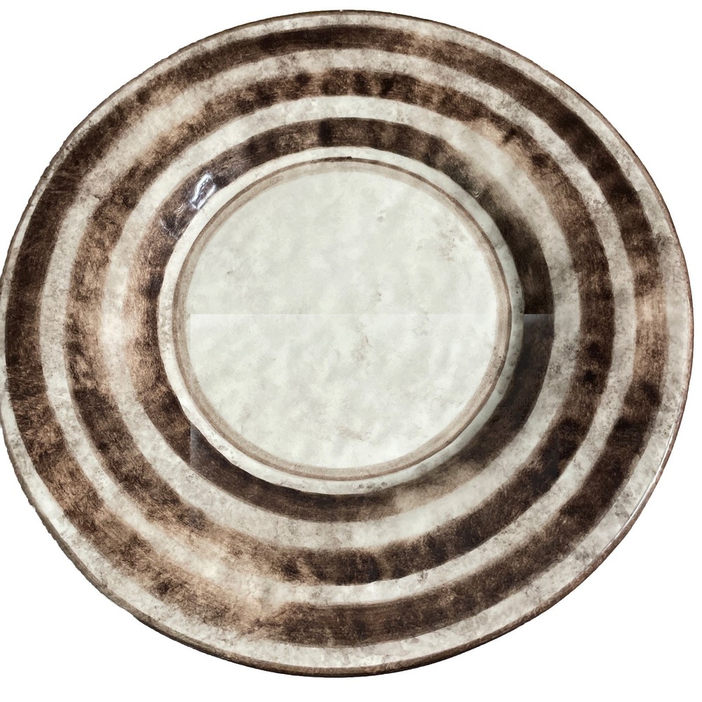 Vietri Arabesca Brown Rings Tan Mottled Speckled Dinner Plate Made In Italy